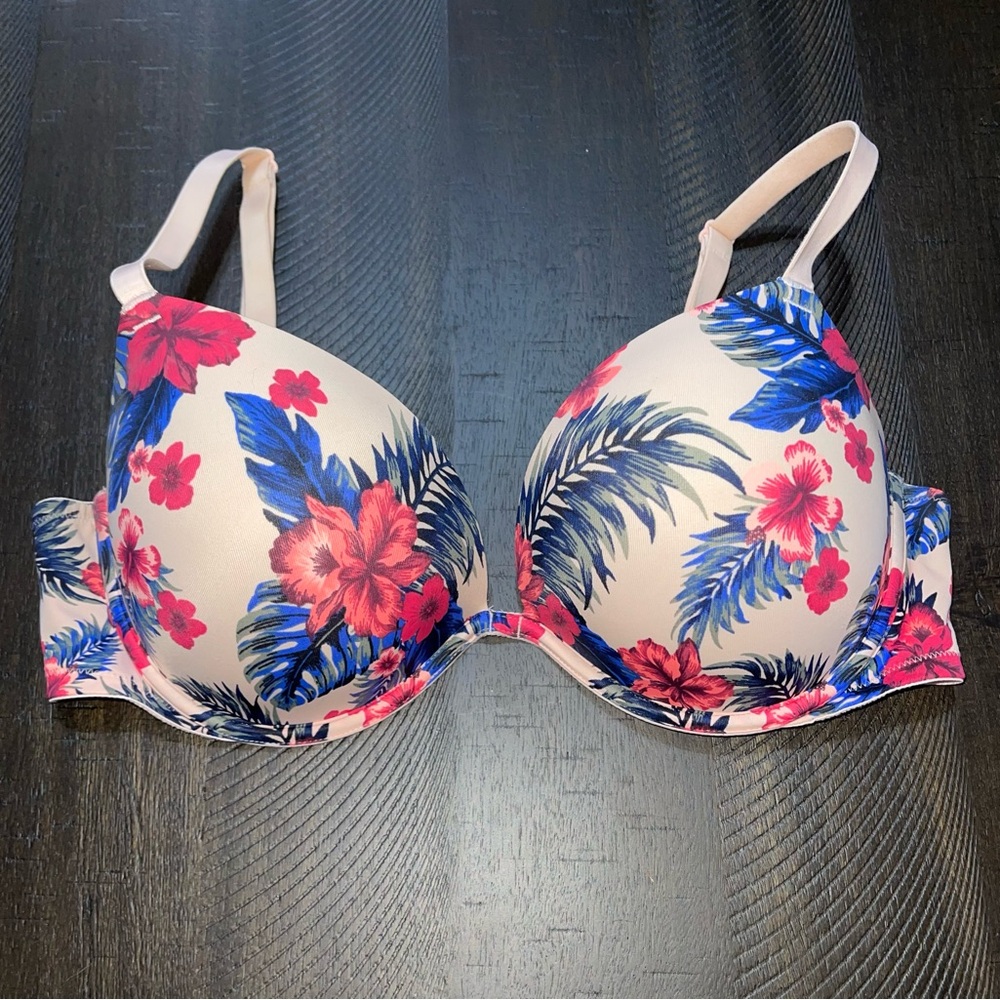 Floral Print Double Push-Up Bra